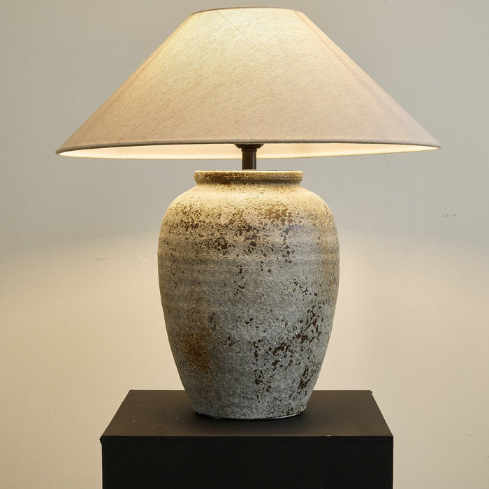 Tavira Aged Stone Table Lamp-DWHOME