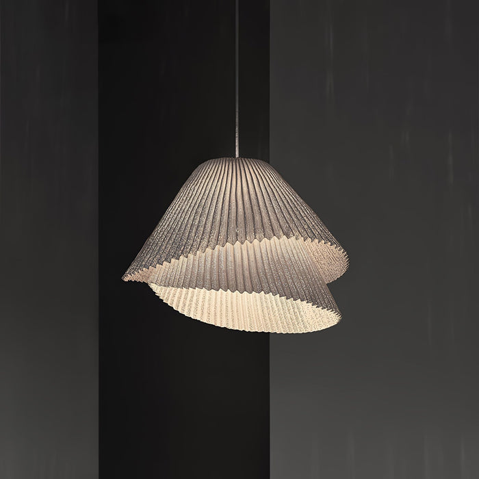 Stainless Steel Pleated Pendant Lamp.