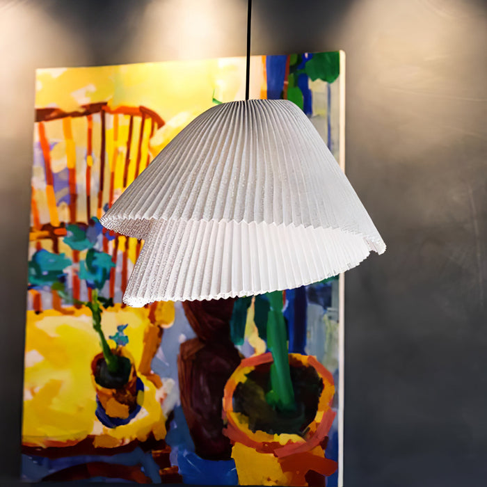 Stainless Steel Pleated Pendant Lamp.