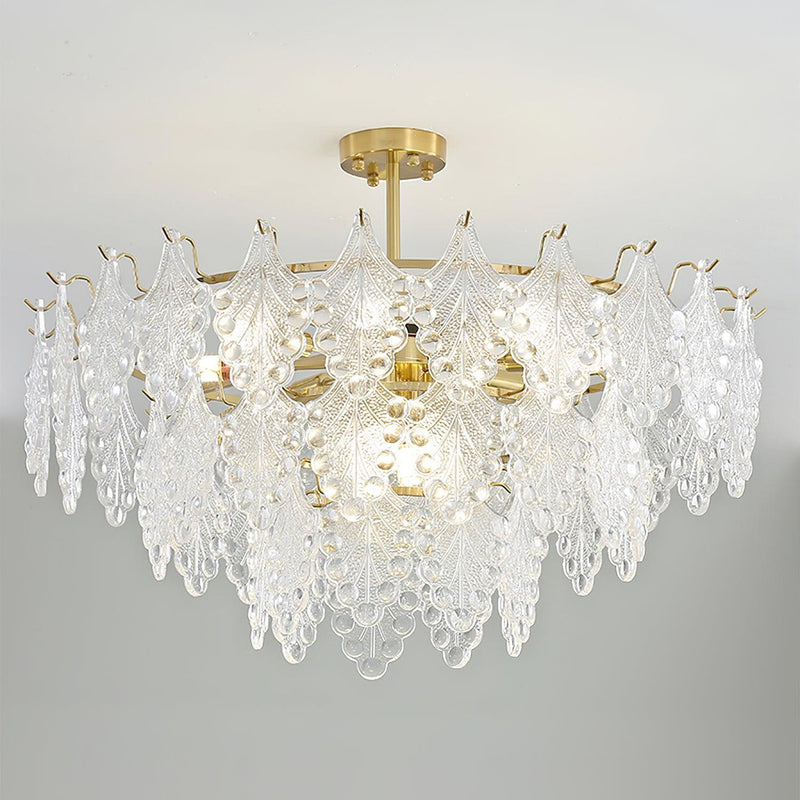 Tiered Carved Glass Chandelier-DWHOME