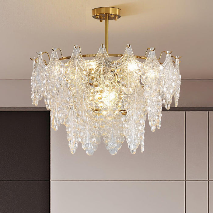 Tiered Carved Glass Chandelier-DWHOME