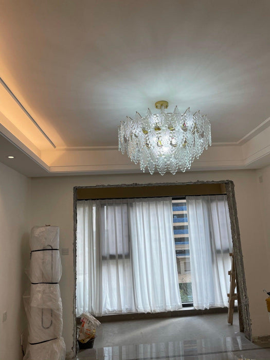 Tiered Carved Glass Chandelier-DWHOME