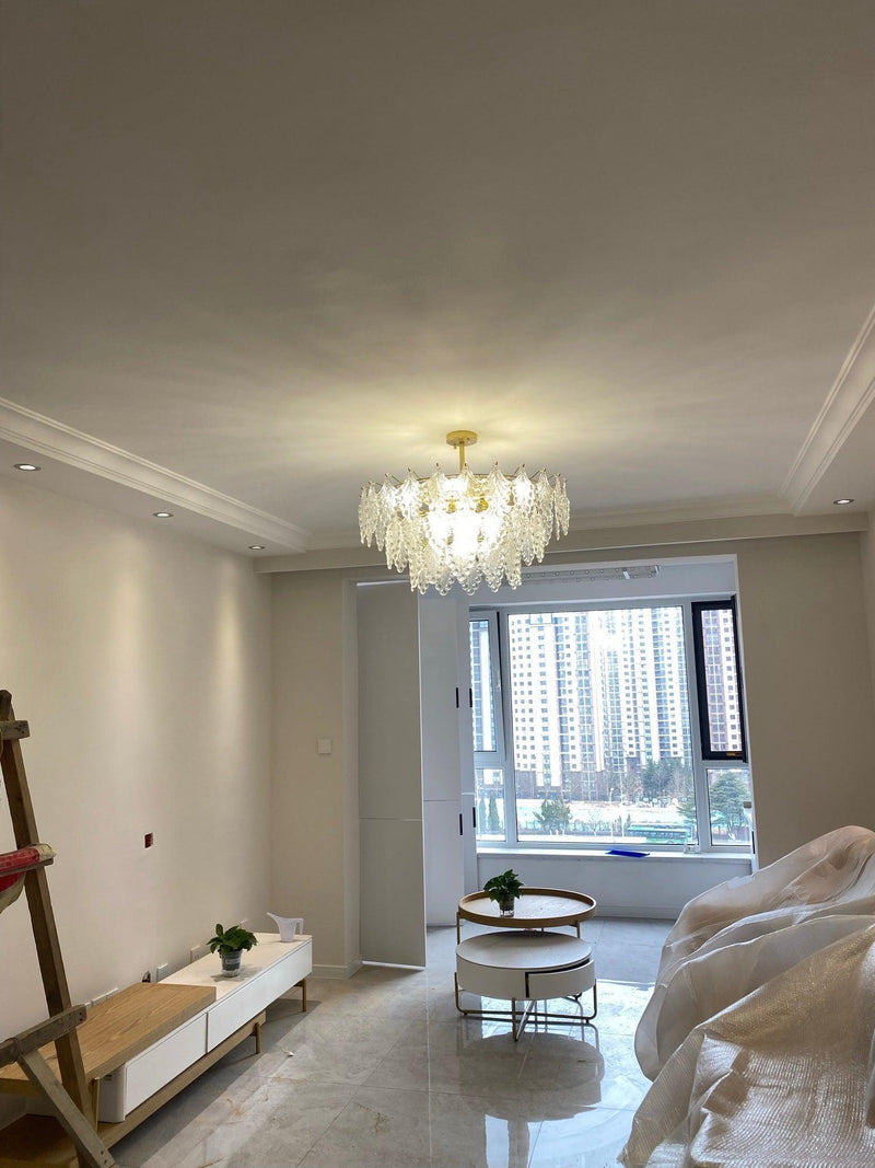 Tiered Carved Glass Chandelier-DWHOME