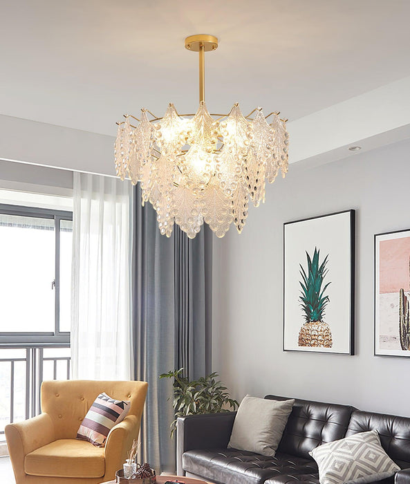Tiered Carved Glass Chandelier-DWHOME