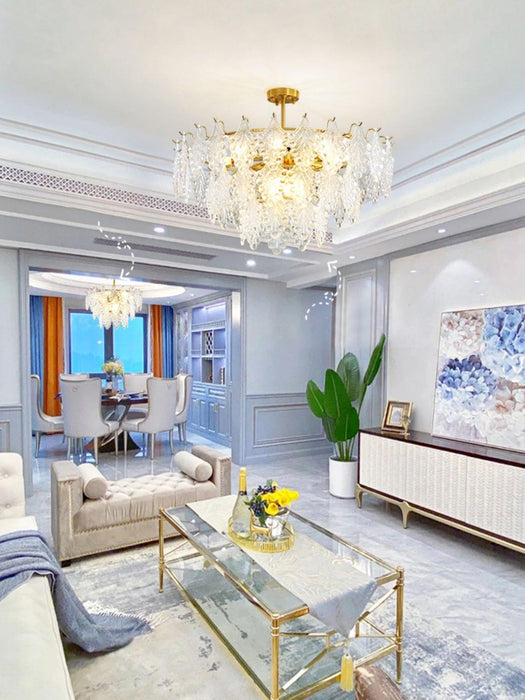 Tiered Carved Glass Chandelier-DWHOME