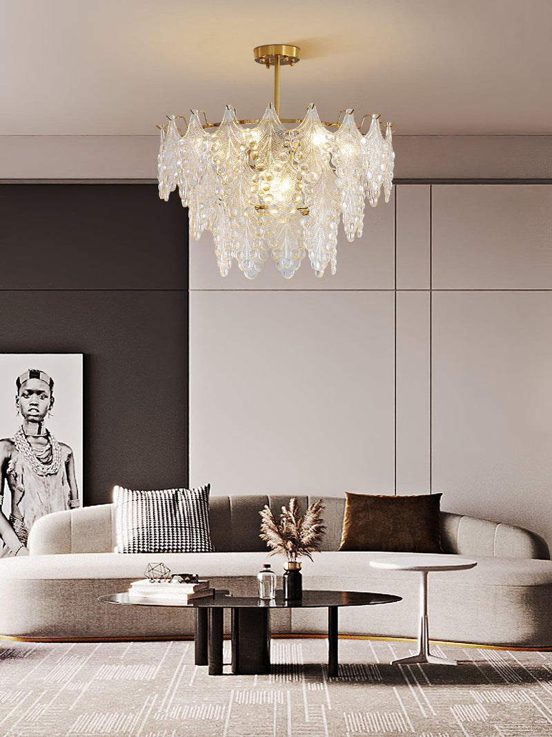 Tiered Carved Glass Chandelier-DWHOME