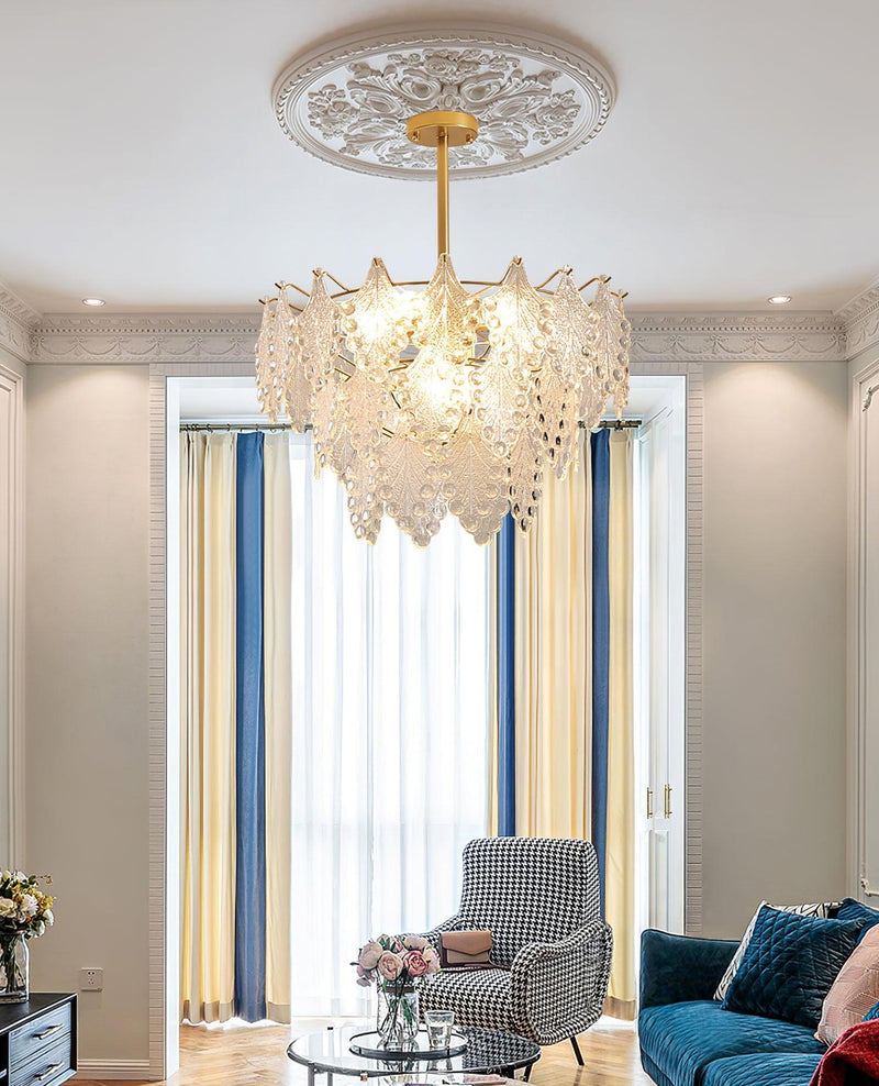Tiered Carved Glass Chandelier-DWHOME