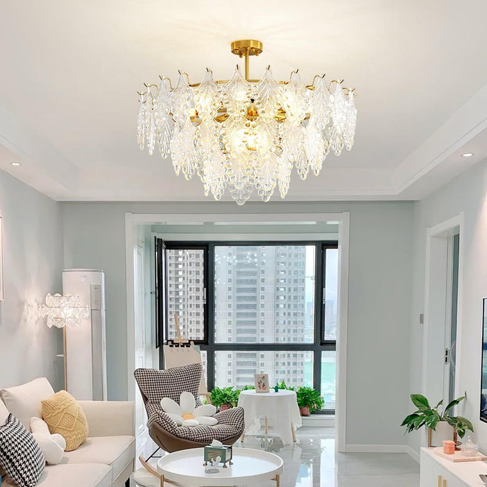 Tiered Carved Glass Chandelier-DWHOME