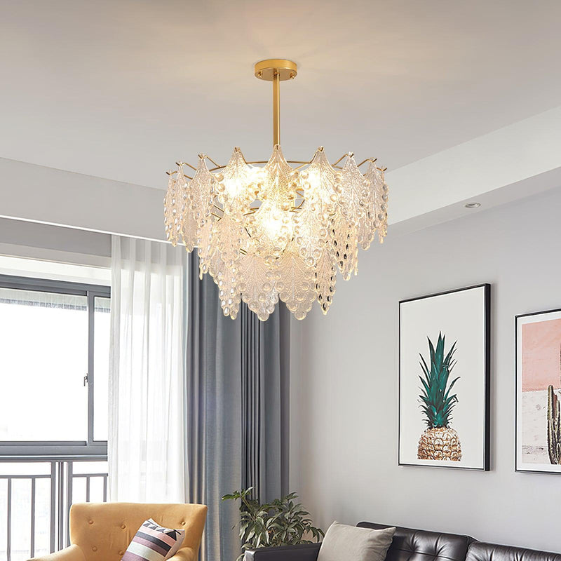 Tiered Carved Glass Chandelier-DWHOME