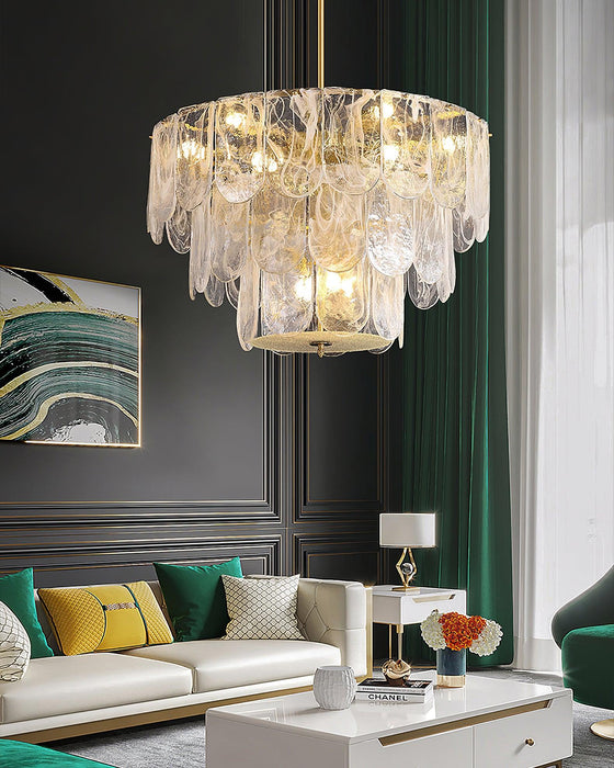 Traditional Classic Metal Glass Chandelier.