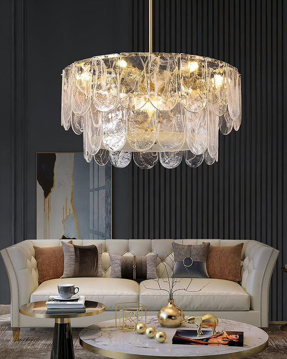 Traditional Classic Metal Glass Chandelier.