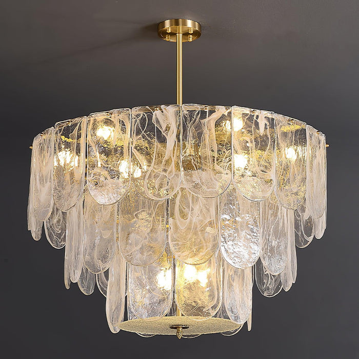 Traditional Classic Metal Glass Chandelier.