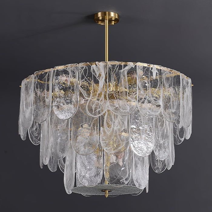 Traditional Classic Metal Glass Chandelier.