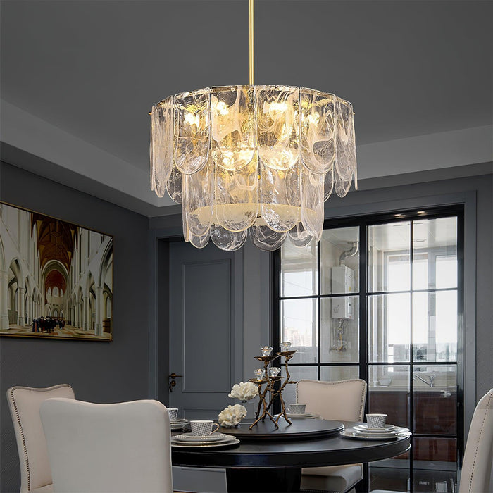 Traditional Classic Metal Glass Chandelier.