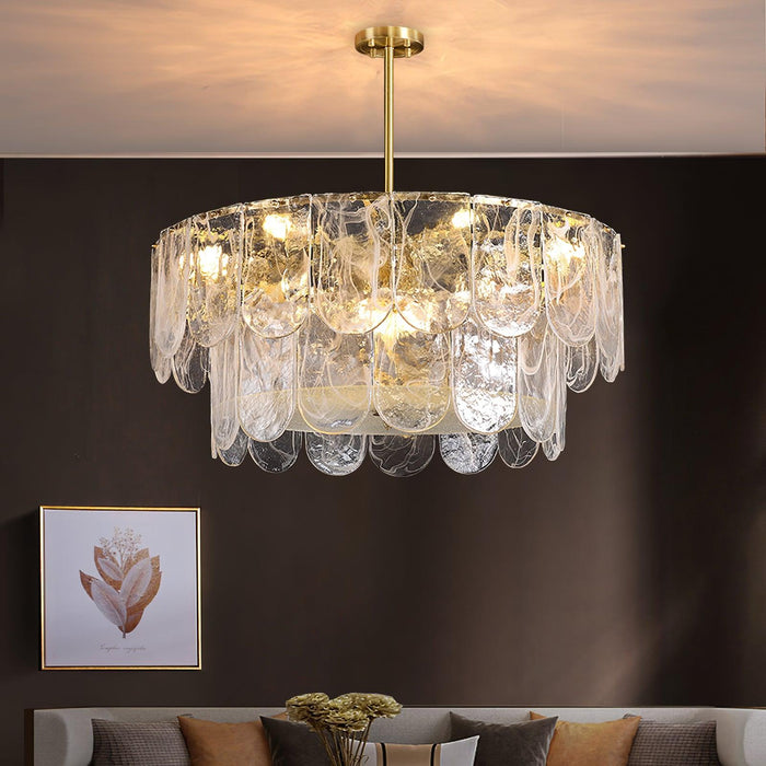 Traditional Classic Metal Glass Chandelier.