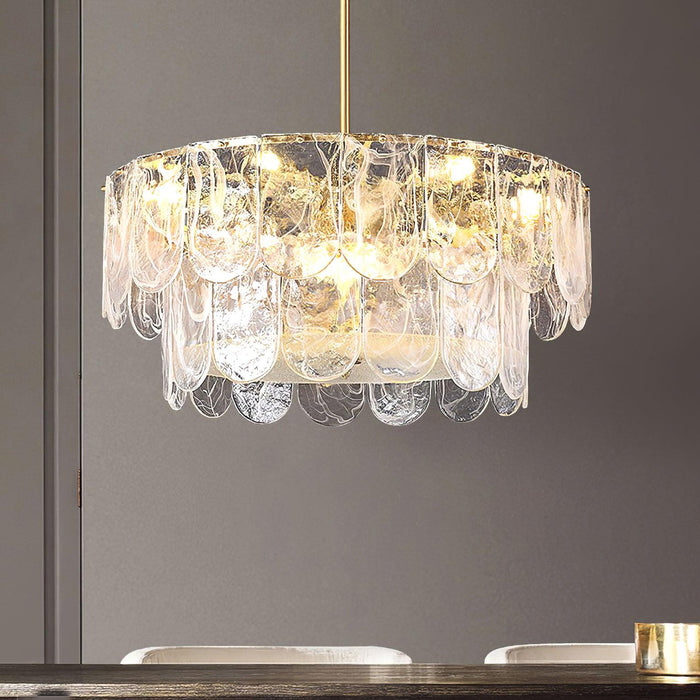 Traditional Classic Metal Glass Chandelier.