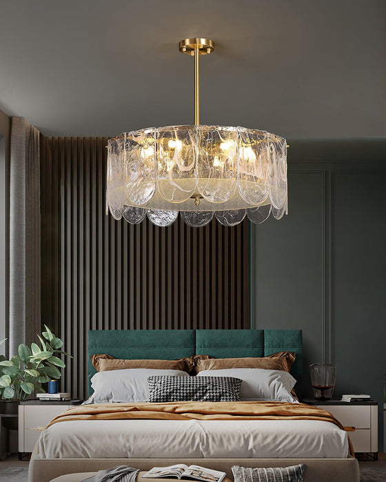 Traditional Classic Metal Glass Chandelier.