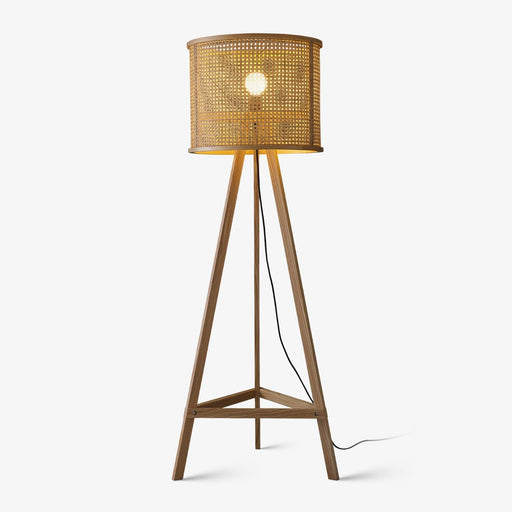 Tripod Wooden Rattan Floor Lamp - DWHOME