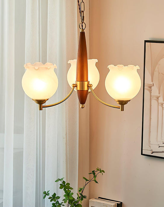 Tulips Glass Wood Chandelier - DWHOME