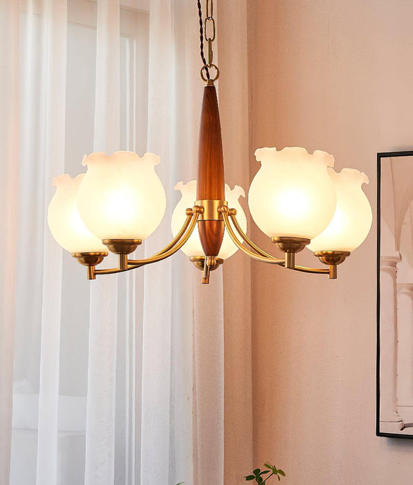 Tulips Glass Wood Chandelier - DWHOME