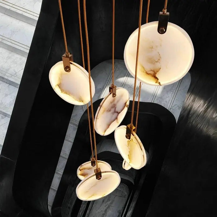 Tuya Marble Large Hanging Stairwell Lighting Chandelier.