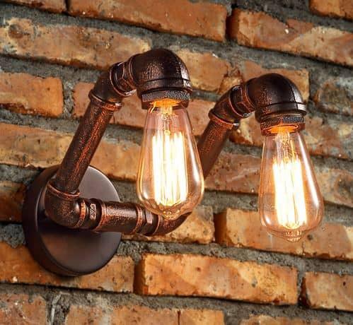 VIDAR Twin Head Wall Industrial Pipe Lamp.