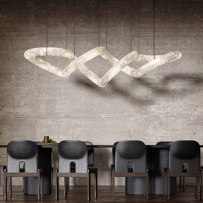 Twisted Ring Alabaster Chandelier-DWHOME