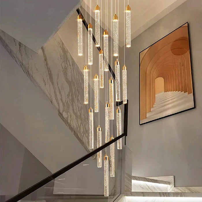 Uly Gold Crystal Chandelier for Staircase&Foyer&High Ceiling.