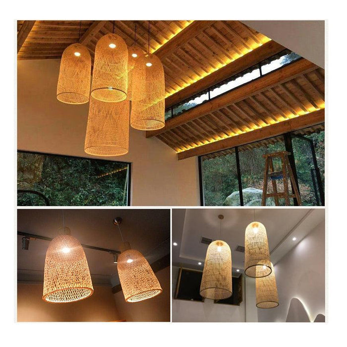 Kandang Rattan Wicker Bamboo Cage Pendant Light.