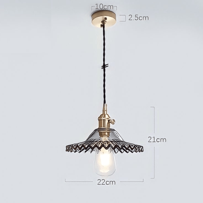 Japanese Style Glass Straw Hat Pendant Light.