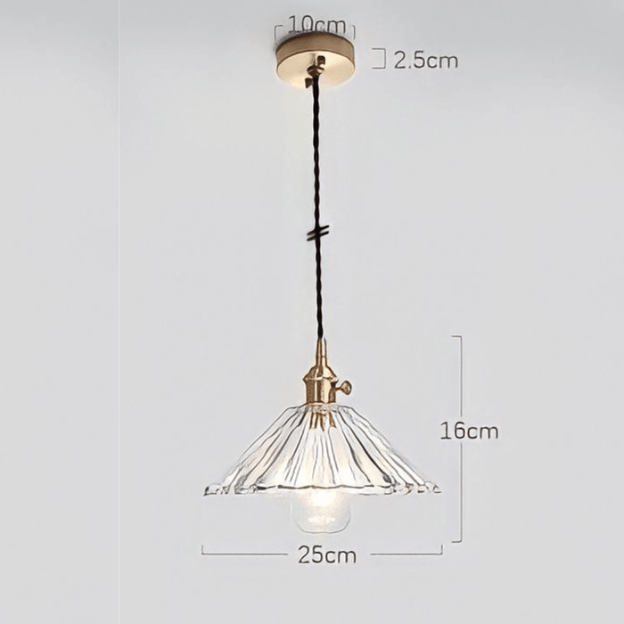 Japanese Style Glass Straw Hat Pendant Light.