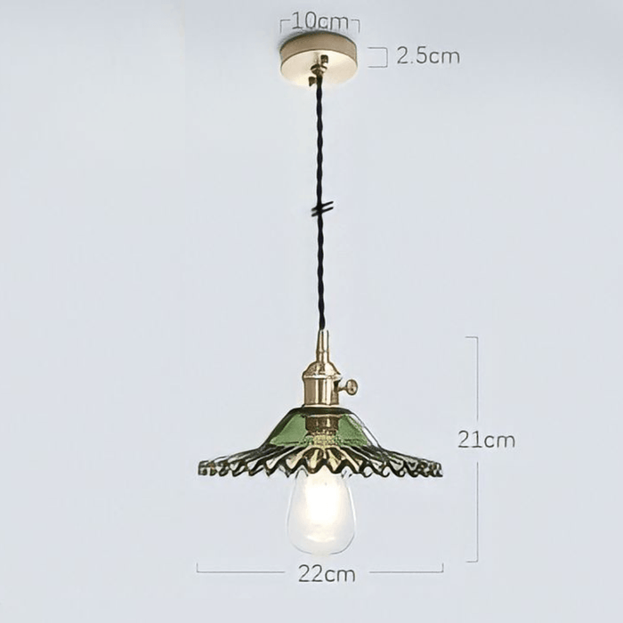 Japanese Style Glass Straw Hat Pendant Light.