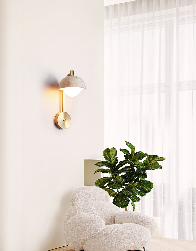 Vellum Travertine Wall Lamp-DWHOME