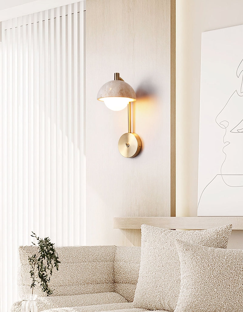 Vellum Travertine Wall Lamp-DWHOME
