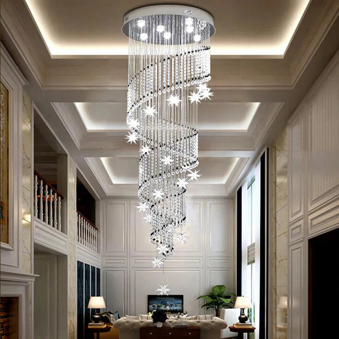 Vena Spiral Raindrop Crystal Chandelier for Staircase.