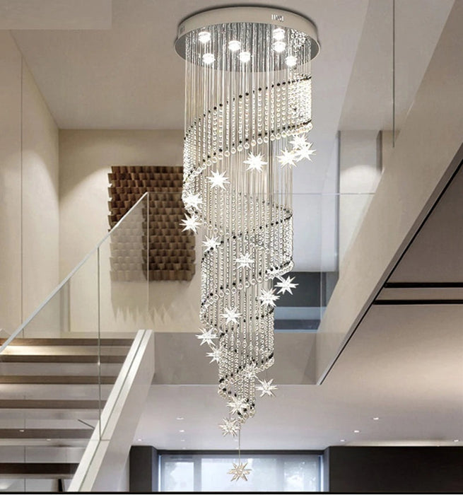 Vena Spiral Raindrop Crystal Chandelier for Staircase.