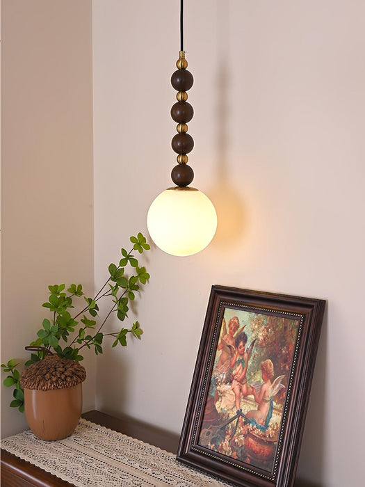 Vertical Walnut Balls Pendant Lamp-DWHOME