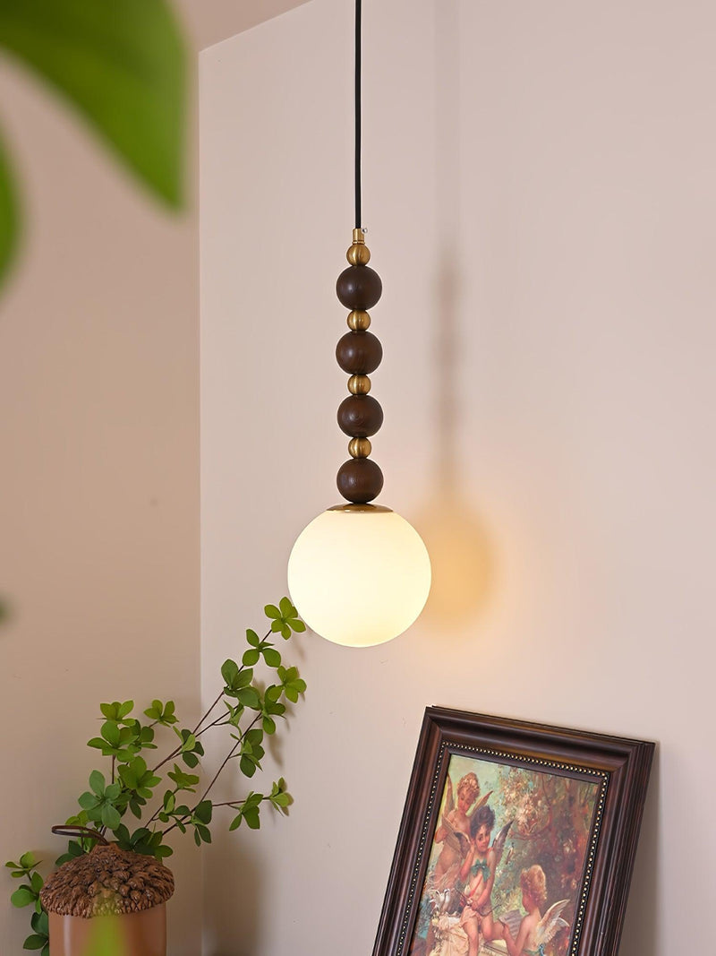 Vertical Walnut Balls Pendant Lamp-DWHOME