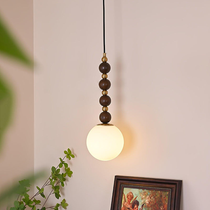 Vertical Walnut Balls Pendant Lamp-DWHOME
