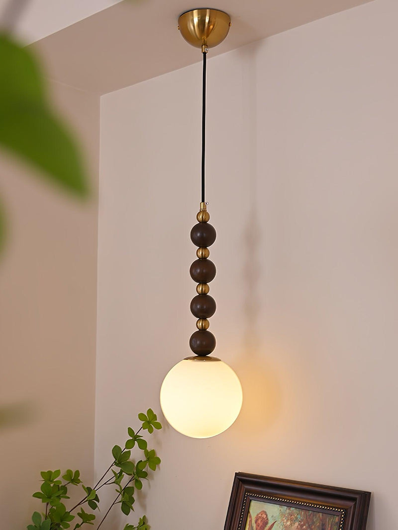 Vertical Walnut Balls Pendant Lamp-DWHOME