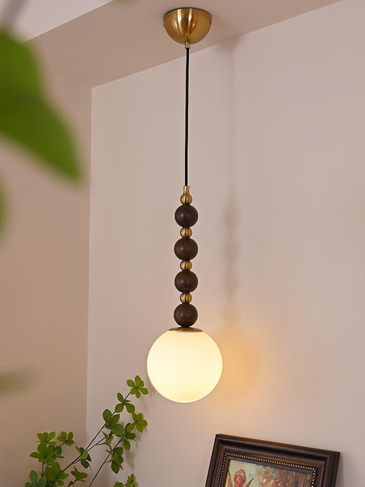 Vertical Walnut Balls Pendant Lamp-DWHOME