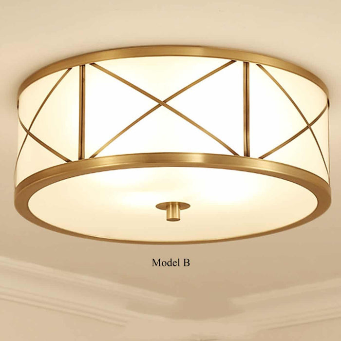 Tammika Vintage Brass Drum Ceiling Lamps.