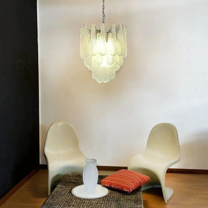 Vintage Murano Blue Glass Petals Chandelier-DWHOME