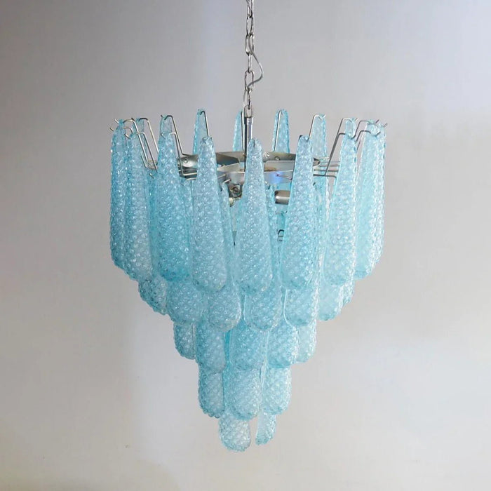 Vintage Murano Blue Petals Drop Glass Chandelier-DWHOME