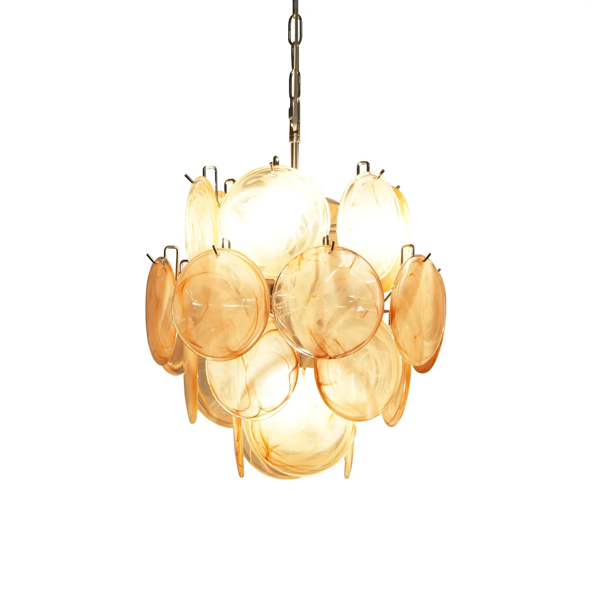 Vintage Murano Gold Glass Disks Chandelier - DWHOME