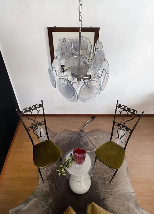 Vintage Murano Iridescent Glass Disks Chandelier-DWHOME