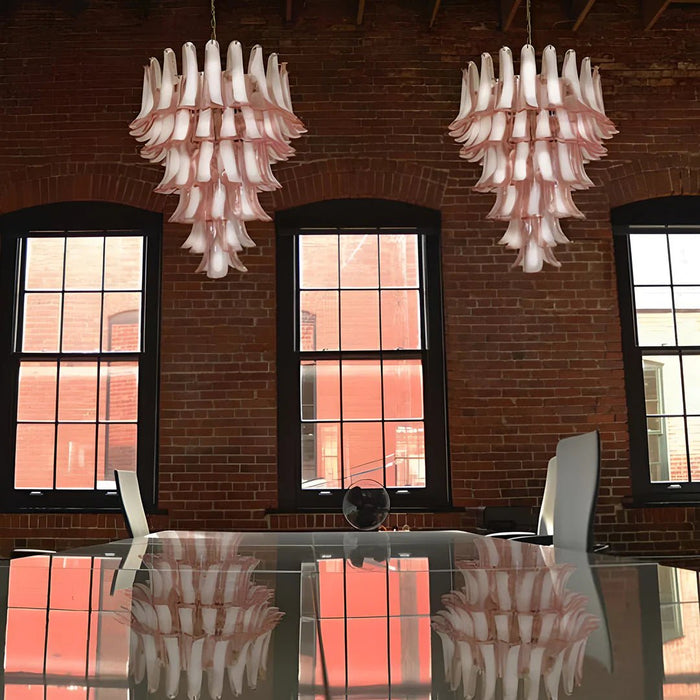 Vintage Murano Pink Glass Petals Chandelier-DWHOME