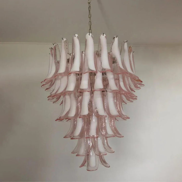 Vintage Murano Pink Glass Petals Chandelier-DWHOME