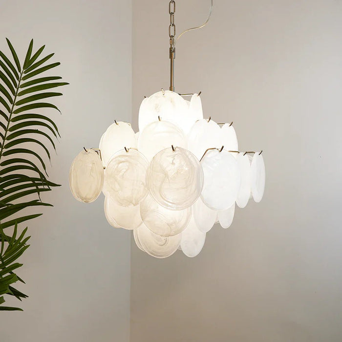 Vintage Murano White Disks Chandelier-DWHOME