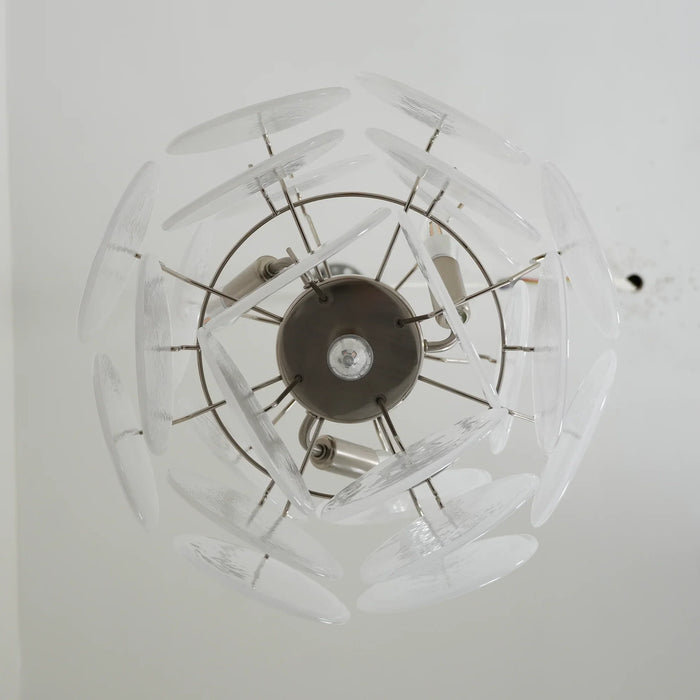 Vintage Murano White Glass Disks Chandelier-DWHOME